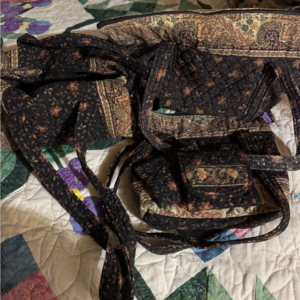 3 Vera Bradley Floral Paisley Quilted Bag Set